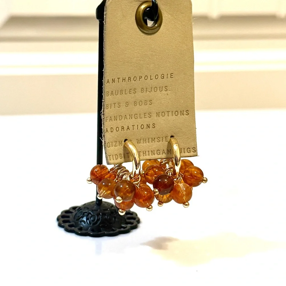 Anthropologie Amber Cluster Hoop Earrings - Picture 1 of 5